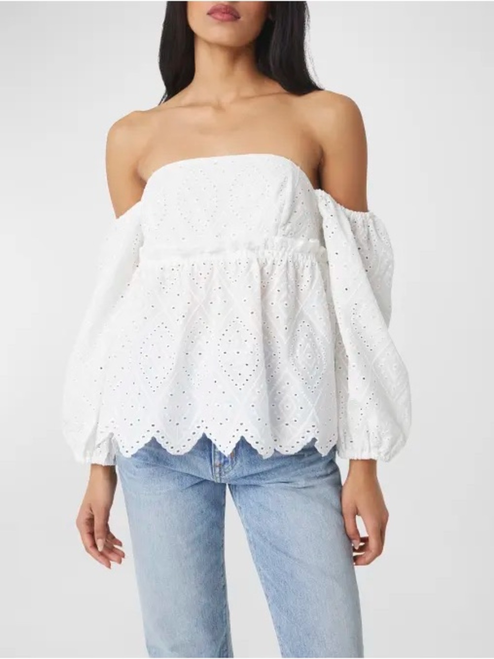 NWT Misa Los Angeles Sera Top in White Eyelet - Size S